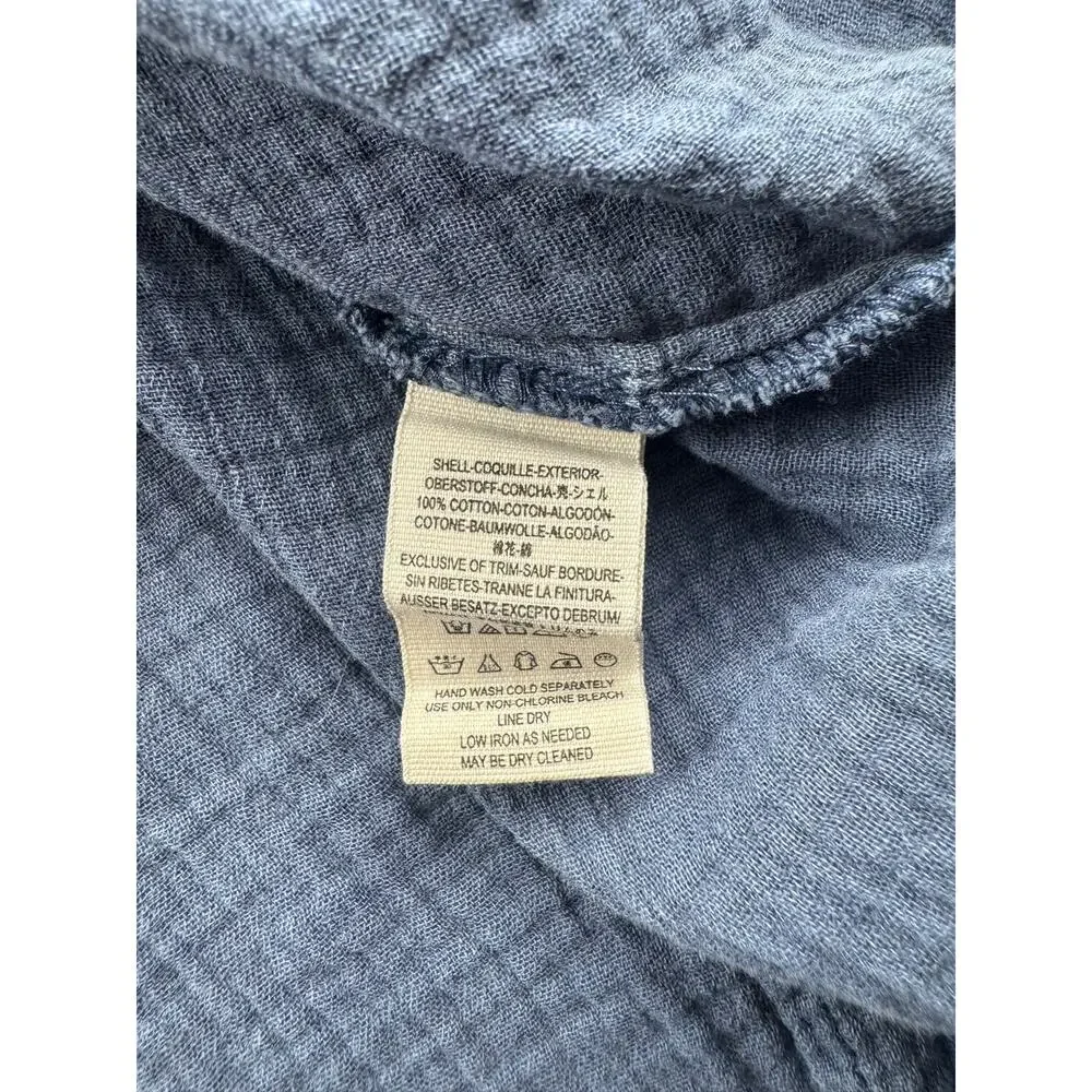 Free People Blue Cotton Gauze Button Front Tunic Top Size Small - Picture 5 of 10